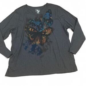 Grey long sleeve butterfly print i